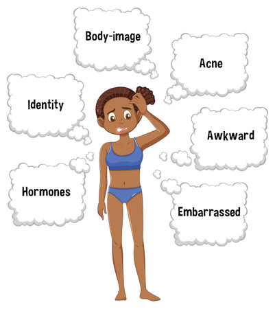 Teen with emotional and physical changes illustrationのイラスト素材