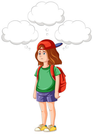 Depressed teenage with speech bubbles illustrationのイラスト素材