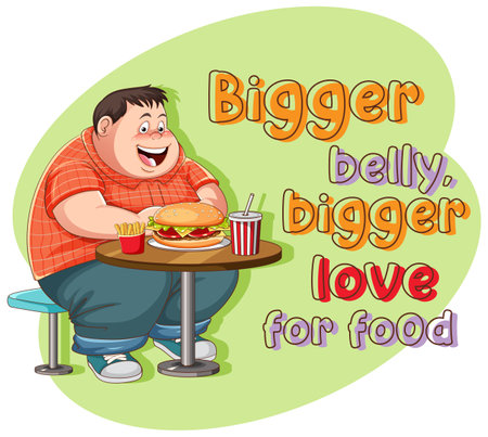 Bigger belly bigger love for food icon illustrationのイラスト素材