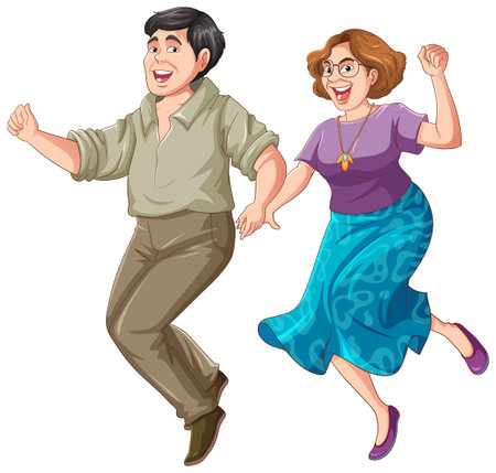 Middle Aged Couple Dancing Vector illustrationのイラスト素材