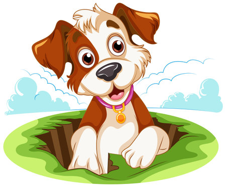 Cute Dog Cartoon Character illustrationのイラスト素材
