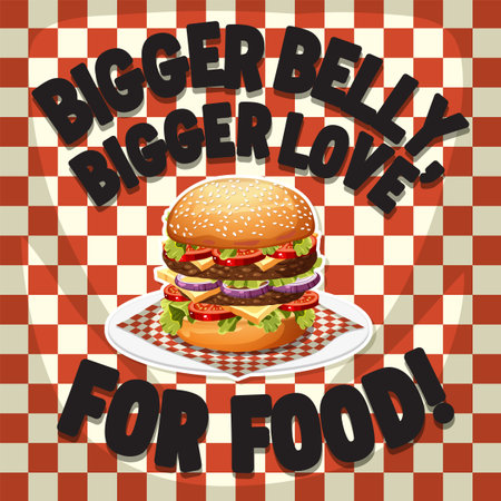 Bigger belly bigger love for food icon illustrationのイラスト素材