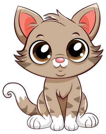 Little Cute Cat Cartoon Character illustrationのイラスト素材