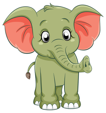 Cute simple elephant cartoon isolated illustrationのイラスト素材