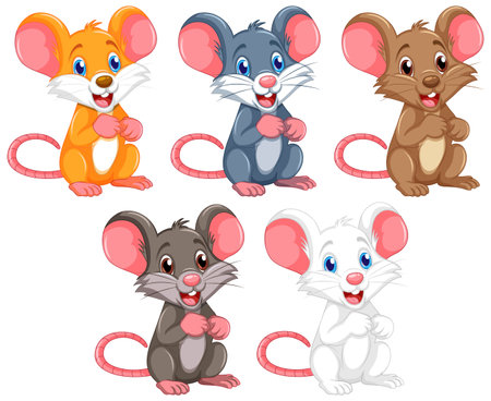 Cute Mouse Cartoon Characters illustrationのイラスト素材