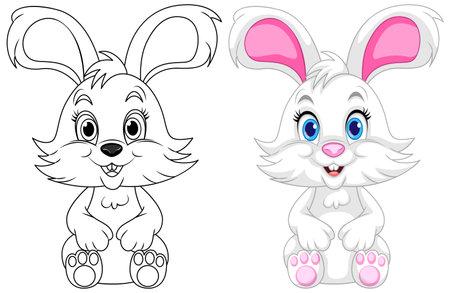 Coloring Page Outline of Cute Rabbit illustrationのイラスト素材