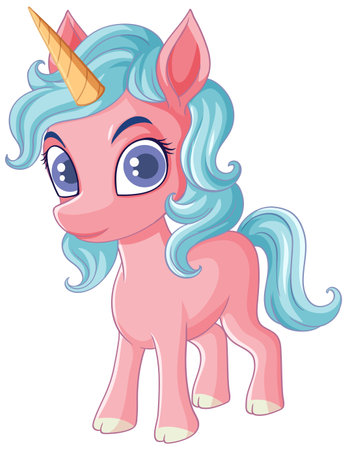 Pink Unicorn with Blue Mane illustrationのイラスト素材