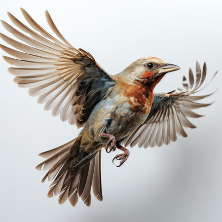 A young Sparrow (Passeridae) learning to fly.の素材