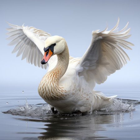 A graceful Swan (Cygnus) gliding effortlessly.の素材