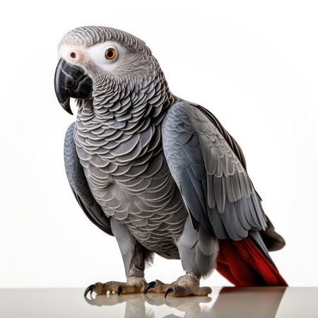 An exotic African Grey Parrot (Psittacus erithacus) perched majestically.の素材