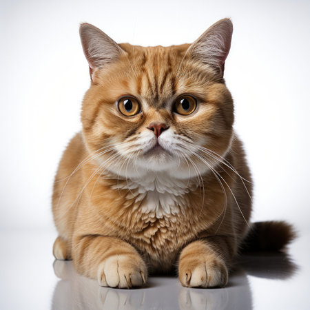 An Exotic Shorthair cat (Felis catus) with vibrant dichromatic eyes.の素材