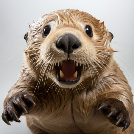 A playful Sea Otter (Enhydra lutris) floating on its back.の素材