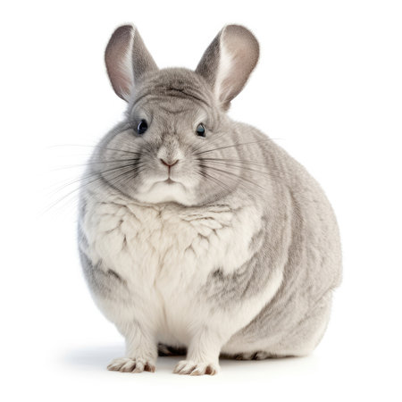 A soft and fluffy Chinchilla (Chinchilla lanigera) sitting upright.の素材