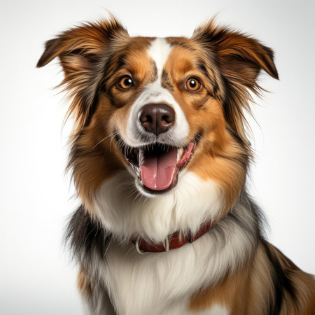 An Australian Shepherd (Canis lupus familiaris) with dichromatic eyes.の素材