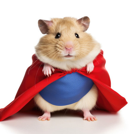 A Hamster (Cricetinae) wearing a superhero cape.の素材