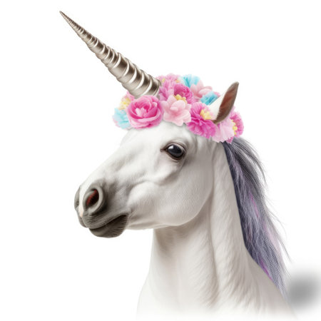 A Narwhal (Monodon monoceros) wearing a unicorn headband.の素材
