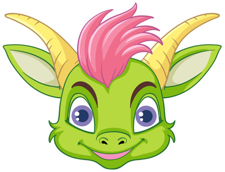 Fantasy Dragon Head on White Background illustrationのイラスト素材