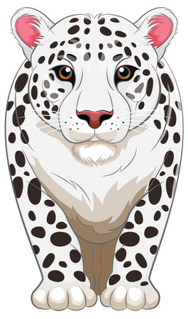 A vector cartoon illustration of a white tiger walking in isolationのイラスト素材