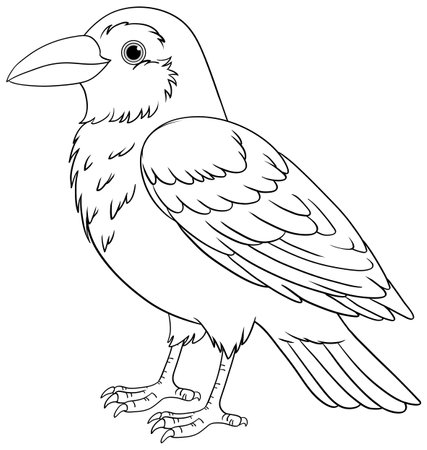 Isolated vector illustration of a cartoon bird outlineのイラスト素材