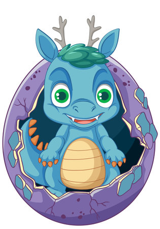 Happy cartoon dinosaur character smiling illustrationのイラスト素材