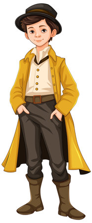 A man wearing a traditional Victorian-style outfit in a vector cartoon illustrationのイラスト素材