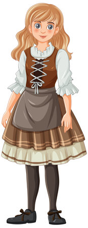A vector cartoon illustration of a woman wearing a traditional German Bavarian outfit with blonde hairのイラスト素材