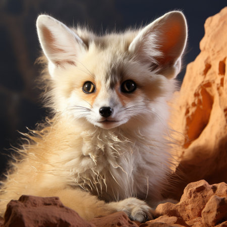 A curious and adaptable Fennec Fox with expressive eyes.の素材
