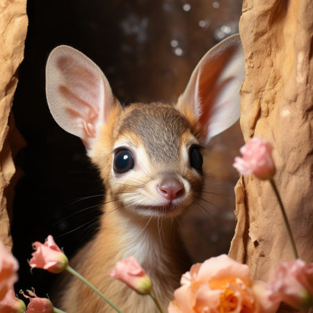 A small and shy Dik-dik seeks refuge in the bush.の素材