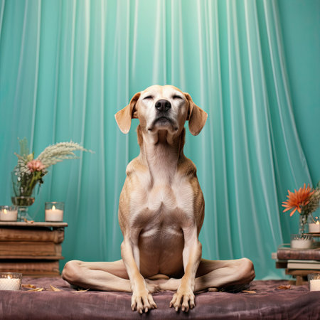 A relaxed dog in a state of satisfaction and ease.の素材