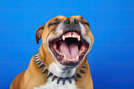 "A Bulldog with loose skin and round eyes adds humor to the image."の素材