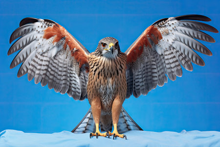 A fierce Falcon with sharp talons and intense gaze.の素材