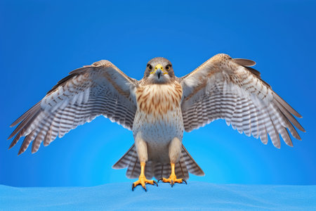 A fierce Falcon with sharp talons and intense gaze.の素材