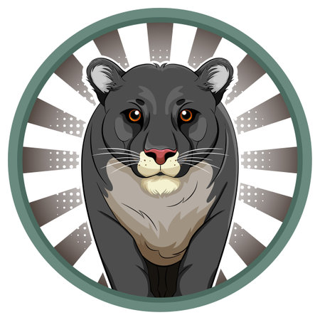 A vector cartoon illustration of a black panther with a comic book-style backgroundのイラスト素材