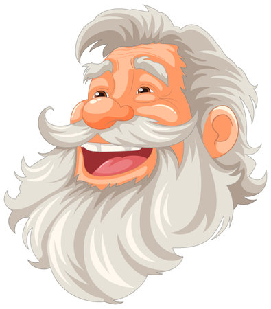 A cheerful vector illustration of an elderly man with a beard and mustacheのイラスト素材