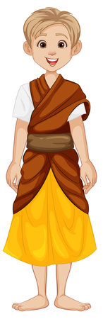 Illustration of a Caucasian man wearing a traditional outfit from Southeast Asiaのイラスト素材