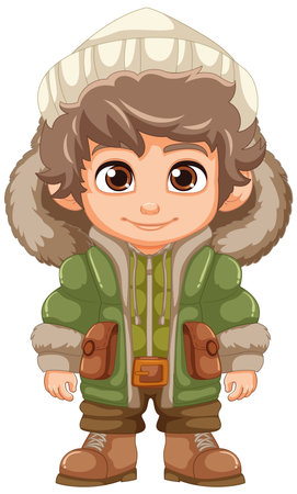A charming cartoon character dressed in winter attireのイラスト素材