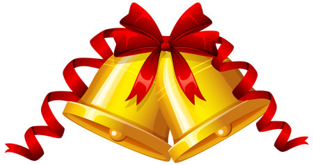 Vector cartoon illustration of Christmas bells on a white backgroundのイラスト素材