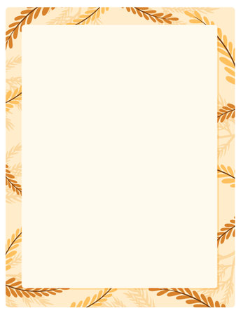 A vector cartoon illustration of an A-frame border template background with autumn leavesのイラスト素材