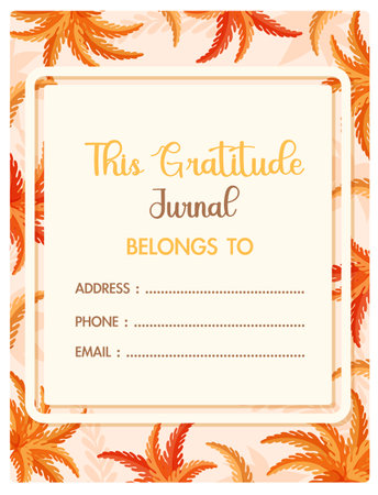 A vector cartoon illustration of a gratitude journal with an autumn leaves borderのイラスト素材