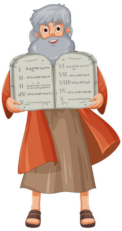 Illustration of Moses from the religious Bible story holding the Ten Commandmentsのイラスト素材