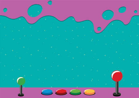 A vibrant and playful vector illustration of an arcade games machine display themeのイラスト素材