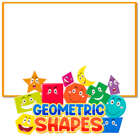 A vector cartoon border frame template featuring Maths geometric shapesのイラスト素材