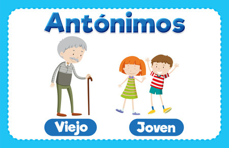 Learn Spanish vocabulary with a cartoon illustration of old and youngのイラスト素材