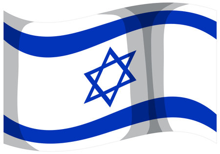 A vector cartoon illustration of an isolated Israel flag for use as an iconのイラスト素材
