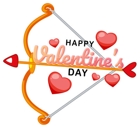 A festive banner featuring a heart and arrow for Valentine's Dayのイラスト素材