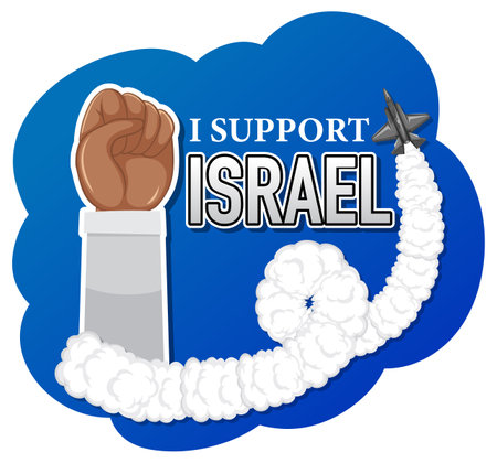 Illustrated banner showing support for Israel with flagのイラスト素材
