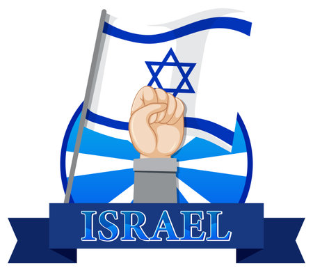 Illustration of a hand sign showing support for Israel's flagのイラスト素材