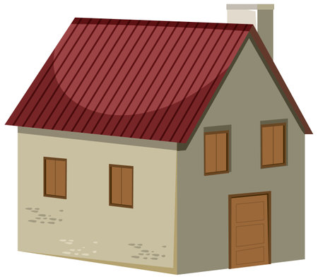 A charming old house depicted in a vector cartoon illustrationのイラスト素材