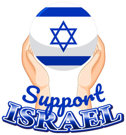 Supportive human hands holding Israel flag in heart shapeのイラスト素材
