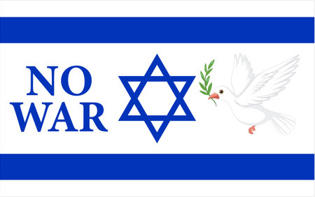Vector cartoon illustration of Israel flag with a white bird symbolizing peaceのイラスト素材